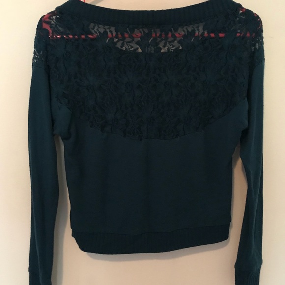 Dark Teal/Green Crop Sweater - Picture 2 of 3